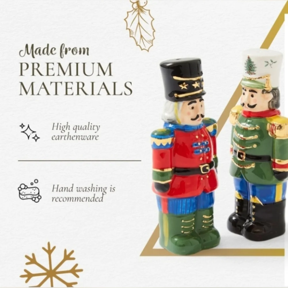 Spode Christmas Tree Nutcracker Salt & Pepper Shaker Set Festive Table Setting